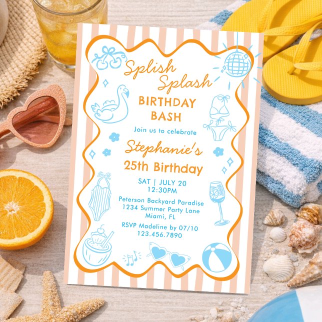 Invitación Fiesta de Cumpleaños en la Piscina de Verano con D (Subido por el creador)