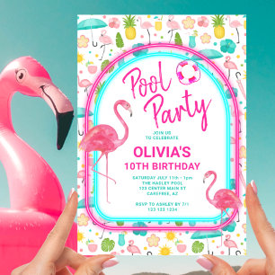 Invitación Fiesta de Cumpleaños en la Piscina del Flamenco Tr