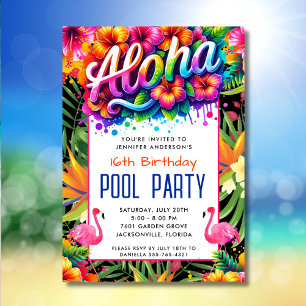 Invitación Fiesta de Cumpleaños en la Piscina Flamingo Tropic