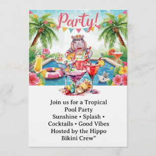 Invitación Fiesta de cumpleaños en la piscina para amantes de