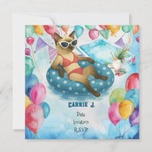 Invitación Fiesta de Cumpleaños en la Piscina para Amantes de