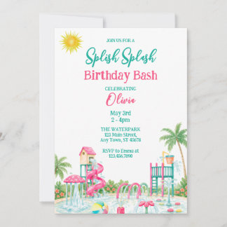 Invitación Fiesta de cumpleaños en la piscina Splash Bash
