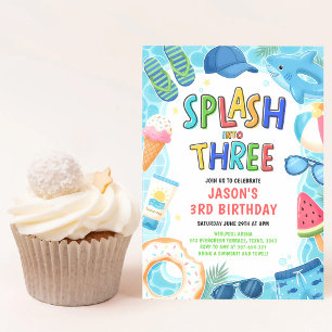 Invitación Fiesta de Cumpleaños en la Piscina: Splash en el 3