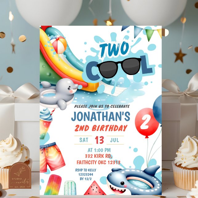 Invitación Fiesta de cumpleaños en la piscina Two Cool (Subido por el creador)