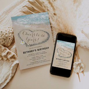 Invitación Fiesta de cumpleaños en la playa para adultos   Un