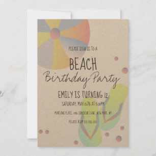 Invitación Fiesta de Cumpleaños en la Playa Piscina Chancla A