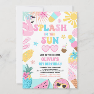 Invitación Fiesta de Cumpleaños en la Playa Tropical Splash I