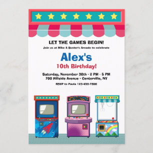 Invitación Fiesta de cumpleaños en la sala de juegos