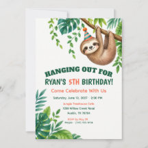 Fiesta de cumpleaños en la selva verde de perezoso