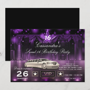 Invitación Fiesta de Cumpleaños en Limo con Luces de la Ciuda