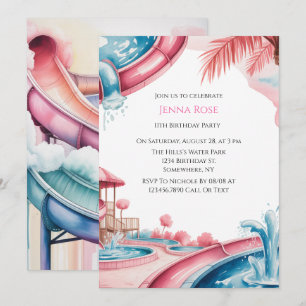 Invitación Fiesta de cumpleaños en parque acuático para niños