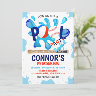 Invitación Fiesta de Cumpleaños en Piscina con Tócalo de Béis