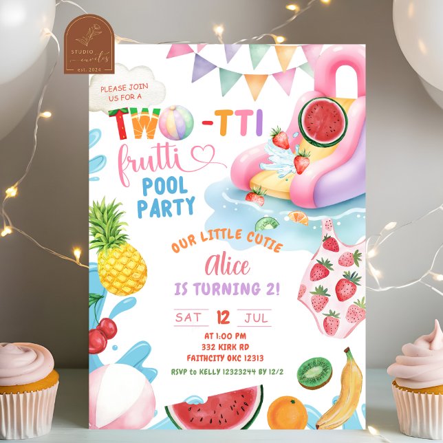 Invitación Fiesta de Cumpleaños en Piscina de TWOtti Frutti 2 (Subido por el creador)