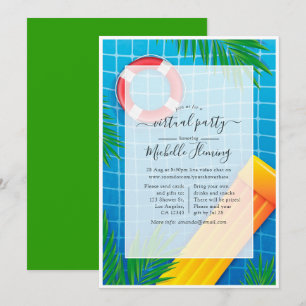 Invitación Fiesta de Cumpleaños en Piscina Virtual Tropical