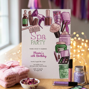Invitación fiesta de cumpleaños en spa de belleza