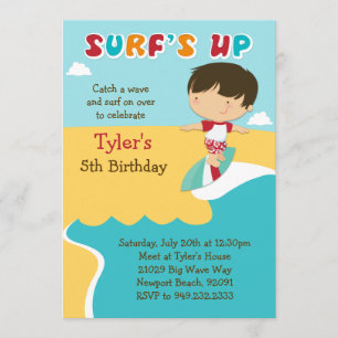 Invitación Fiesta de cumpleaños en Surfing Beach