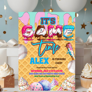 Invitación Fiesta de Cumpleaños en Tiempo de Juego de Béisbol