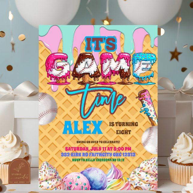 Invitación Fiesta de Cumpleaños en Tiempo de Juego de Béisbol (Subido por el creador)