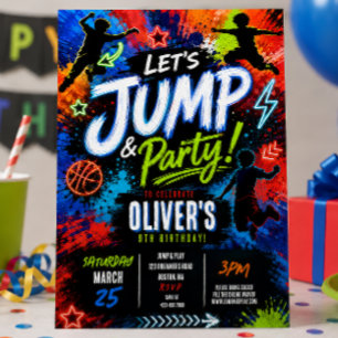 Invitación Fiesta de Cumpleaños en Trampolín