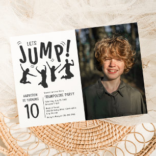 Invitación Fiesta de Cumpleaños en Trampolín con Foto de Niño