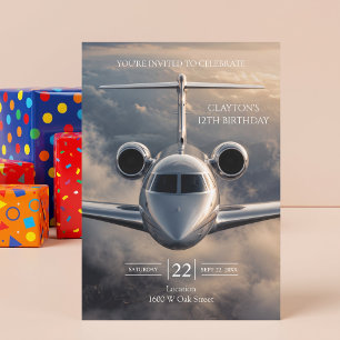 Invitación Fiesta de cumpleaños en un jet privado ejecutivo