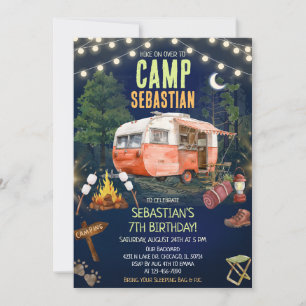 Invitación Fiesta de cumpleaños en una caravana antigua
