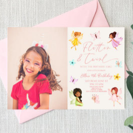 Invitación Fiesta de cumpleaños encantada de flúter y tuiteo