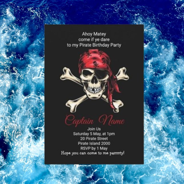 Invitación fiesta de cumpleaños épica de piratas (Boy Birthday Card Invitations, Kids Invitations,)