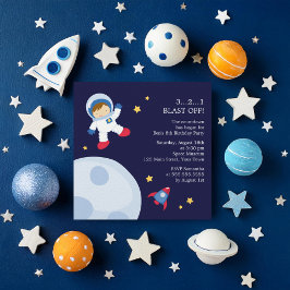 Invitación Fiesta de cumpleaños espacial astronauta