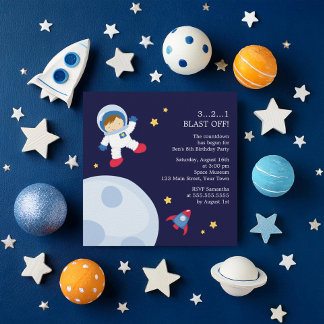 Invitación Fiesta de cumpleaños espacial astronauta