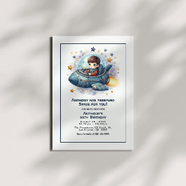 Invitación Fiesta de Cumpleaños Espacial: Celebración Fuera d