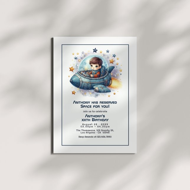 Invitación Fiesta de Cumpleaños Espacial: Celebración Fuera d (Out-of-This-World Celebration Space Birthday Party Invitation)
