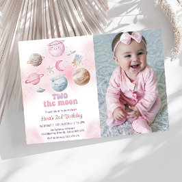 Invitación Fiesta de cumpleaños espacial Dos, foto de cumplea