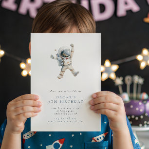 Invitación Fiesta de cumpleaños espacial minimalista para ast