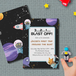 Invitación Fiesta de cumpleaños espacial, primer cumpleaños