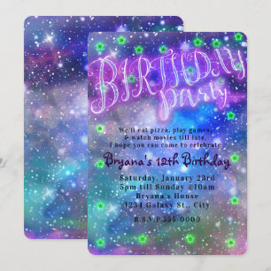 Invitación Fiesta de Cumpleaños Espacio de Sueño Galaxia de N