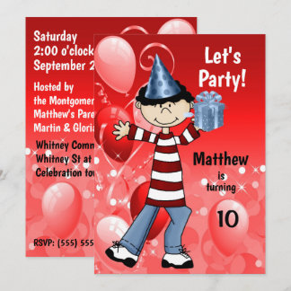 Invitación Fiesta de cumpleaños específica de la edad roja de