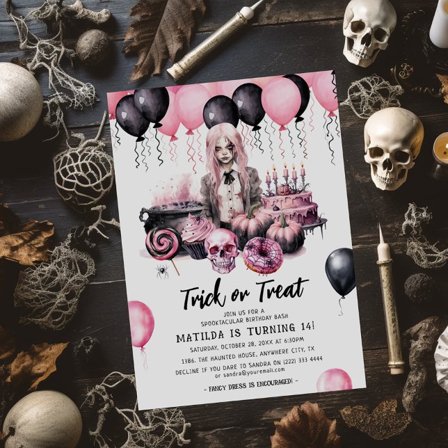 Invitación Fiesta de cumpleaños espeluznante de Halloween par (Subido por el creador)