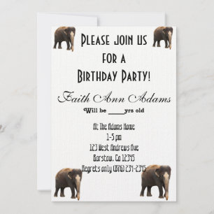 Invitación Fiesta de Cumpleaños Estampado de Elefante Aziza S