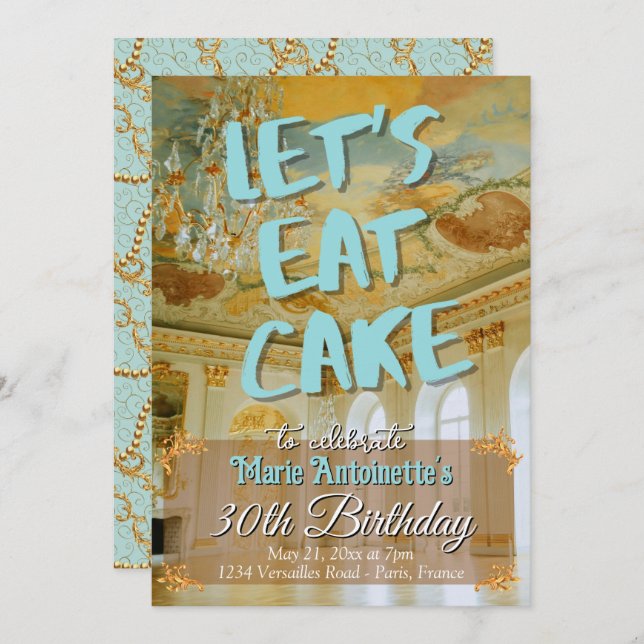 Invitación Fiesta de cumpleaños estética de Rococo Marie Anto (Anverso / Reverso)