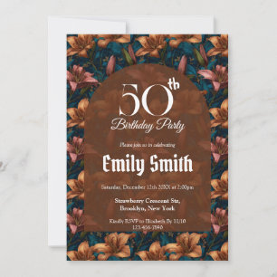 Invitación Fiesta de cumpleaños estética inspirada en lirios