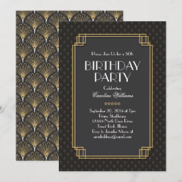 Invitación Fiesta de cumpleaños estilo Art Déco para los fans
