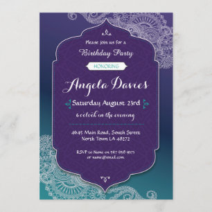 Invitación Fiesta de cumpleaños estilo henna invita al árabe
