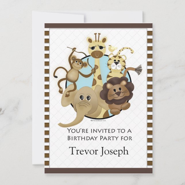 Invitación Fiesta de cumpleaños estilo Safari (Anverso)