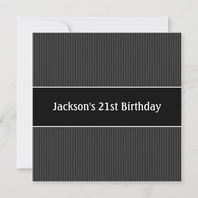 Invitación Fiesta de cumpleaños Estripas Masculinas Negras y  (Anverso)