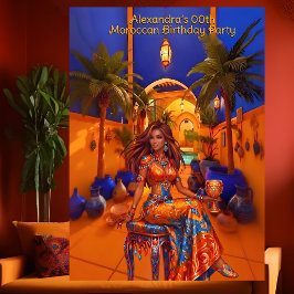 Invitación Fiesta de cumpleaños exótica azul naranja temática
