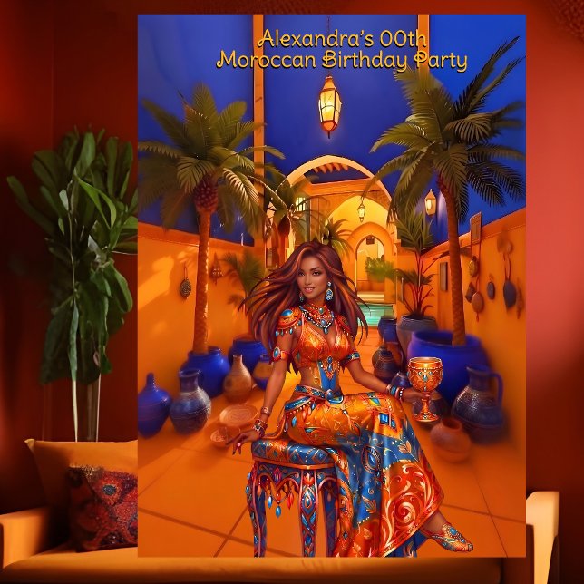Invitación Fiesta de cumpleaños exótica azul naranja temática (Subido por el creador)