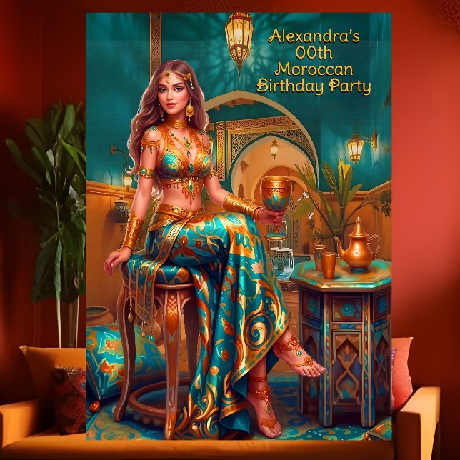 Invitación Fiesta de cumpleaños exótico naranja azul turquesa (Subido por el creador)