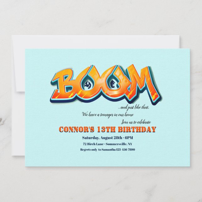 Invitación Fiesta de Cumpleaños Explosiva (Anverso)