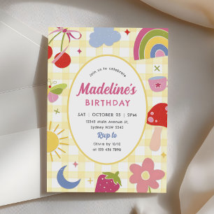 Invitación Fiesta de cumpleaños extravagante dibujada a mano 